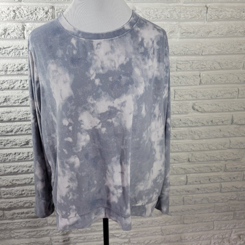 Cuddl Duds Women Sweatshirt XL Pullover Gray Tie Dye Pajama TIE14E